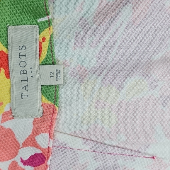 NWT Talbots Womens Cotton-blend Stretch Textured Mult-Colored Floral Skirt 12 - Picture 4 of 5